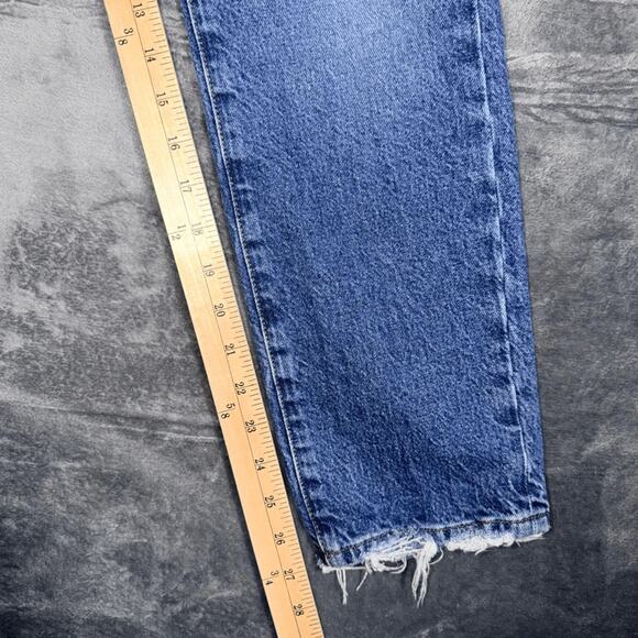 Good American Womens Jeans Size 8 29 Blue Denim Ankle Raw Hem Straight Stretch - Picture 5 of 6